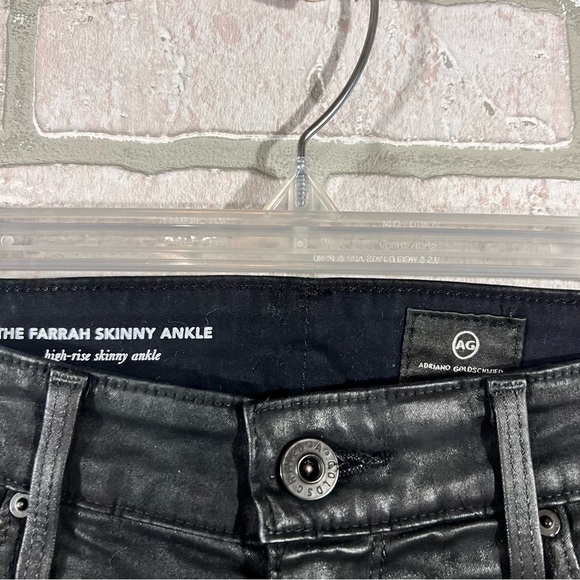 Ag NWOT Farrah High Rise Skinny Ankle Leatherette Jeans in Super Black Size 27 - Picture 7 of 11